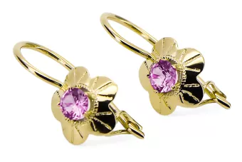 Earrings Vintage Jewlery Amethyst 14K Yellow gold vec028y